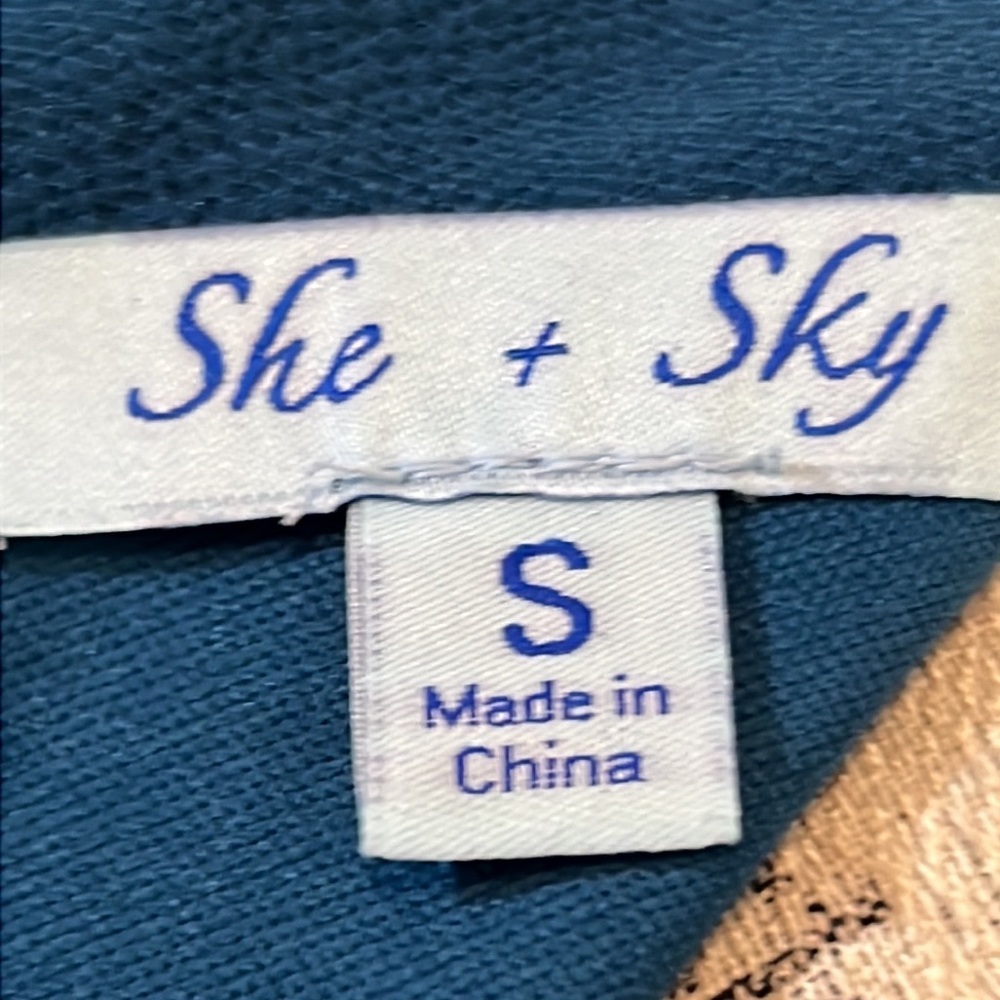She + Sky ruffle sleeve teal blue women’s dress event outfit casual work Small​ - Picture 11 of 11